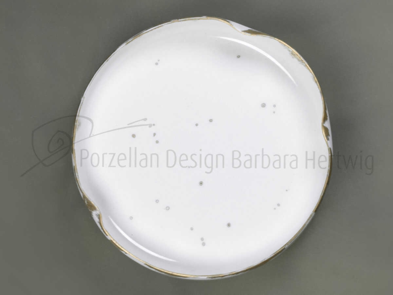 große Porzellanschale mit Goldrand
